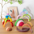 Bloques de apilamiento de puentes juguetes Rainbow de madera